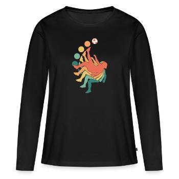 Fallrückzieher Fußball Fußballer Elfmeter Spieler - Frauen Premium Bio Langarmshirt - Schwarz - Vorne - Julia (174cm)