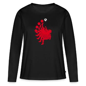 Fallrückzieher Fußball Fußballer Elfmeter Spieler - Frauen Premium Bio Langarmshirt - Schwarz - Vorne - Julia (174cm)