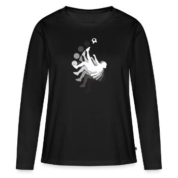 Fallrückzieher Fußball Fußballer Elfmeter Spieler - Frauen Premium Bio Langarmshirt - Schwarz - Vorne - Julia (174cm)