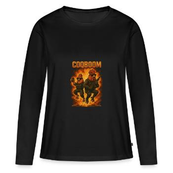 CoqBoom – Poules Commando en Mission Explosion - T-shirt manches longues Premium bio Femme - noir - Devant - Julia (174cm)