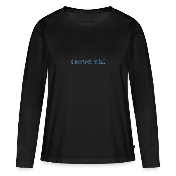 Skigebiete, Wortwolke, Snowboard - Frauen Premium Bio Langarmshirt - Schwarz - Vorne - Julia (174cm)
