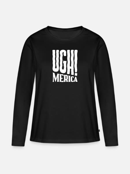 Ugh! Merica - Ugh America - Frauen Premium Bio Langarmshirt - Schwarz