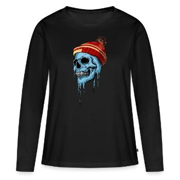 Crâne gelé - T-shirt manches longues Premium bio Femme - noir - Devant - Julia (174cm)