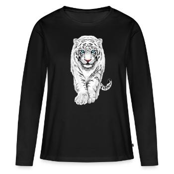 Tigre blanc - T-shirt manches longues Premium bio Femme - noir - Devant - Julia (174cm)