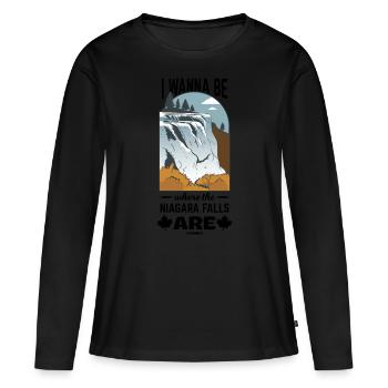 Canada - Frauen Premium Bio Langarmshirt - Schwarz - Vorne - Julia (174cm)