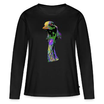 Grue - T-shirt manches longues Premium bio Femme - noir - Devant - Julia (174cm)
