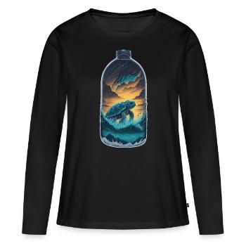 Bouteille de tortue - T-shirt manches longues Premium bio Femme - noir - Devant - Julia (174cm)