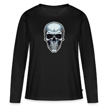 Crâne Crâne Crâne Os Mâchoire - T-shirt manches longues Premium bio Femme - noir - Devant - Julia (174cm)