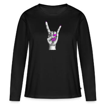 Heavy Metal Hand Pink - Women's Premium Organic Long Sleeve Shirt - black - Front - Julia (174cm)