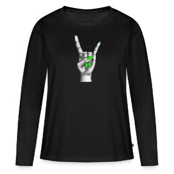 Heavy Metal Hand Green Nails - Women's Premium Organic Long Sleeve Shirt - black - Front - Julia (174cm)