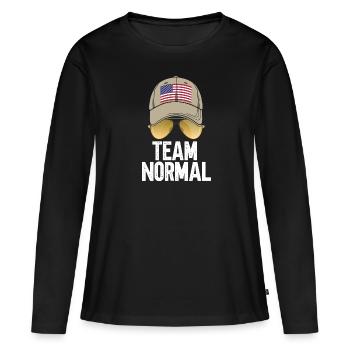 Équipe Normale - T-shirt manches longues Premium bio Femme - noir - Devant - Julia (174cm)