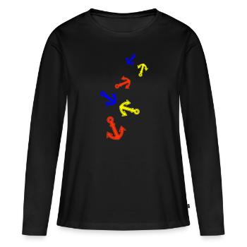 Anker form - Frauen Premium Bio Langarmshirt - Schwarz - Vorne - Julia (174cm)