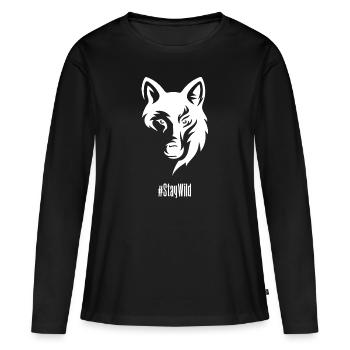 #StayWild – Abenteuerliches T-Shirt für Freigeiste - Frauen Premium Bio Langarmshirt - Schwarz - Vorne - Julia (174cm)
