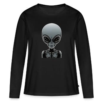 Alien gris - T-shirt manches longues Premium bio Femme - noir - Devant - Julia (174cm)