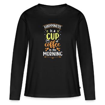 Bonheur Argent Énergie vitale - T-shirt manches longues Premium bio Femme - noir - Devant - Julia (174cm)