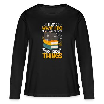 Chats Chat Chat Ami Chat Sauvage - T-shirt manches longues Premium bio Femme - noir - Devant - Julia (174cm)