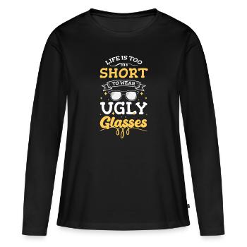 Porteurs de lunettes Opticiens myopes Opticiens - T-shirt manches longues Premium bio Femme - noir - Devant - Julia (174cm)
