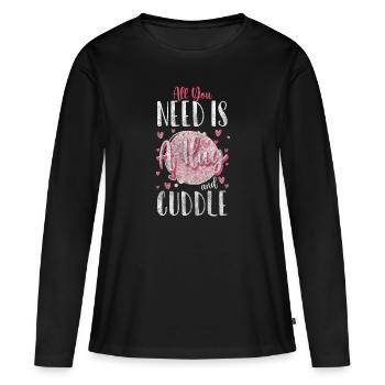 Relation, câlin, câlin, tendresse - T-shirt manches longues Premium bio Femme - noir - Devant - Julia (174cm)