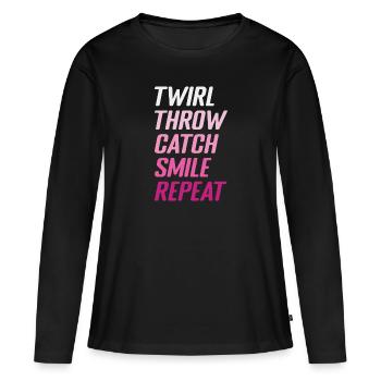 Bâton Twirling Staff Jonglage Gymnastik mit Stab - Frauen Premium Bio Langarmshirt - Schwarz - Vorne - Julia (174cm)