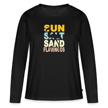SUN SALT SAND Flamingos - Frauen Premium Bio Langarmshirt - Schwarz - Vorne - Julia (174cm)