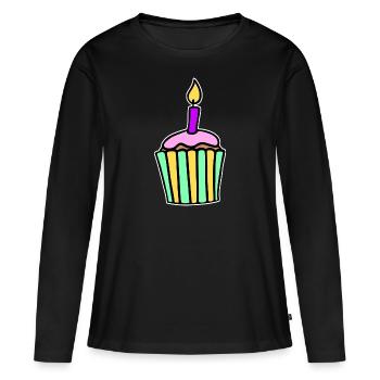 Petit gâteau - T-shirt manches longues Premium bio Femme - noir - Devant - Julia (174cm)