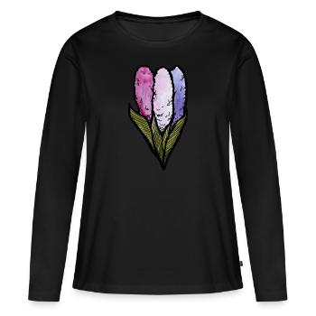 Jacinthe de printemps - T-shirt manches longues Premium bio Femme - noir - Devant - Julia (174cm)