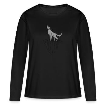 Loup solitaire - T-shirt manches longues Premium bio Femme - noir - Devant - Julia (174cm)