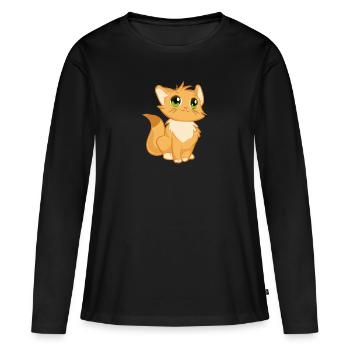 chaton - T-shirt manches longues Premium bio Femme - noir - Devant - Julia (174cm)