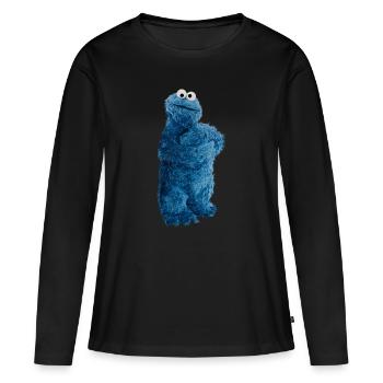5 Rue Sésame Macaron Grignote Pose - T-shirt manches longues Premium bio Femme - noir - Devant - Julia (174cm)