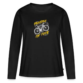 Oma auf Radtour Großmutter fährt Fahrrad - Frauen Premium Bio Langarmshirt - Schwarz - Vorne - Julia (174cm)