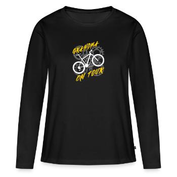 Oma auf Radtour Großmutter fährt Fahrrad - Frauen Premium Bio Langarmshirt - Schwarz - Vorne - Julia (174cm)