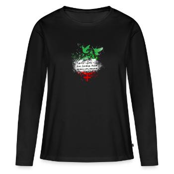 Femme Vie Liberté, Oiseaux,Iran,Drapeau - T-shirt manches longues Premium bio Femme - noir - Devant - Julia (174cm)