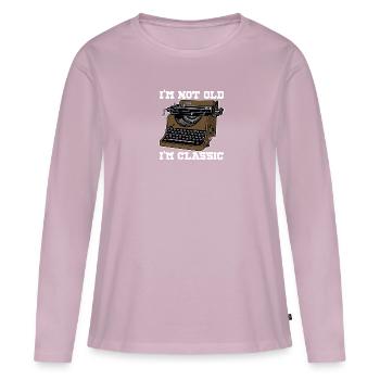 Livres Ecrivains Écriture Machine à écrire - T-shirt manches longues Premium bio Femme - rose poudré - Devant - Julia (174cm)