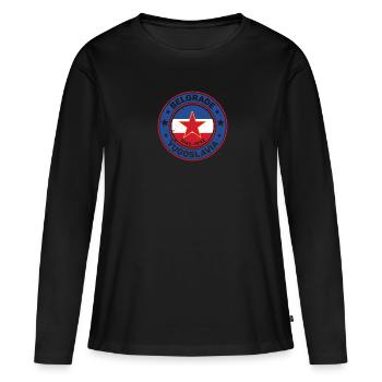 Yugoslavija Serbia Balkan Serbian Srbija Belgrade - Frauen Premium Bio Langarmshirt - Schwarz - Vorne - Julia (174cm)