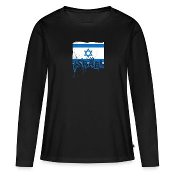 Israel Jerusalem Nationalfarben Judentum - Frauen Premium Bio Langarmshirt - Schwarz - Vorne - Julia (174cm)