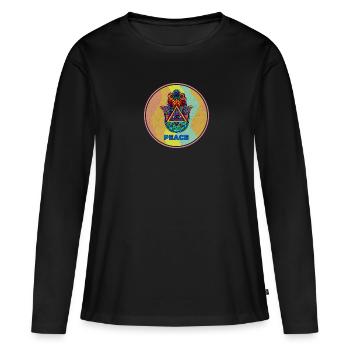 Hamsa Signe de la Main Yoga Bouddhisme Talisman - T-shirt manches longues Premium bio Femme - noir - Devant - Julia (174cm)