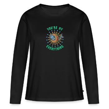 Lachs auf Bagel Küche Israel Gericht Spruch - Frauen Premium Bio Langarmshirt - Schwarz - Vorne - Julia (174cm)