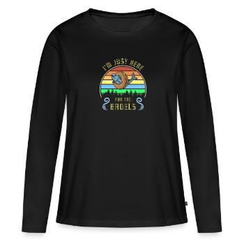 Israel Gericht Koscher Lachs auf Bagel Spruch - Frauen Premium Bio Langarmshirt - Schwarz - Vorne - Julia (174cm)