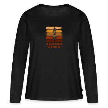 Haar Frisur Afro Afrikanisch Geschichte Kammhaar - Frauen Premium Bio Langarmshirt - Schwarz - Vorne - Julia (174cm)