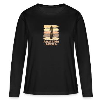 Haar Frisur Afro Afrikanisch Geschichte Kammhaar - Frauen Premium Bio Langarmshirt - Schwarz - Vorne - Julia (174cm)