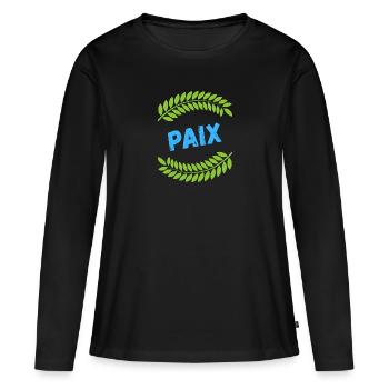 Les lauriers de la paix - T-shirt manches longues Premium bio Femme - noir - Devant - Julia (174cm)