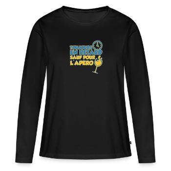 Retard Cadeau Apéro Humour Beauf Alcool Apéritif - T-shirt manches longues Premium bio Femme - noir - Devant - Julia (174cm)