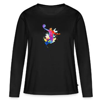 Basket Joueur De Basket Basketball Basket-ball - T-shirt manches longues Premium bio Femme - noir - Devant - Julia (174cm)