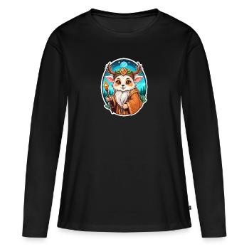 Druide Mignon Illustration - T-shirt manches longues Premium bio Femme - noir - Devant - Julia (174cm)