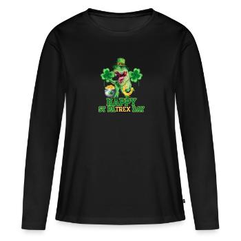 Happy St Patrick T-rex Saint Patrick's Day Trex - Women's Premium Organic Long Sleeve Shirt - black - Front - Julia (174cm)