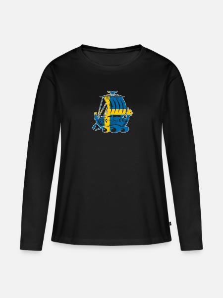 Schweden Skandinavien Sverige Wikinger Volk - Frauen Premium Bio Langarmshirt - Schwarz