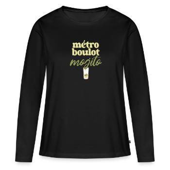 Métro Boulot Mojito - T-shirt manches longues Premium bio Femme - noir - Devant - Julia (174cm)