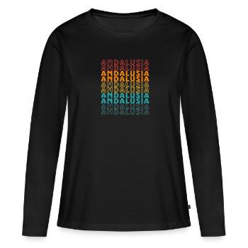 Spanien Sevilla Andalusien Iberische Flagge - Frauen Premium Bio Langarmshirt - Schwarz - Vorne - Julia (174cm)