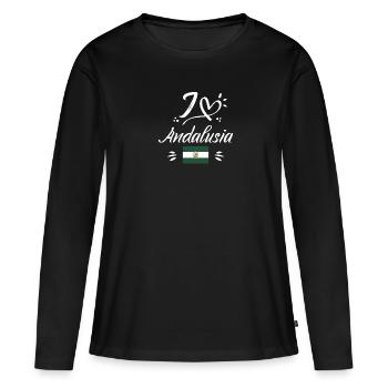 Sevilla Flagge Iberische Halbinsel Spanien - Frauen Premium Bio Langarmshirt - Schwarz - Vorne - Julia (174cm)