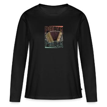 Akkordeon Musiker Volksmusik Musikschule - Frauen Premium Bio Langarmshirt - Schwarz - Vorne - Julia (174cm)